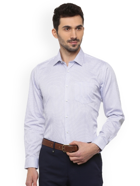 

Van Heusen Men White & Blue Slim Fit Self-Design Formal Shirt