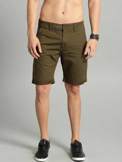 

Roadster Men Olive Green Solid Regular Fit Chino Shorts