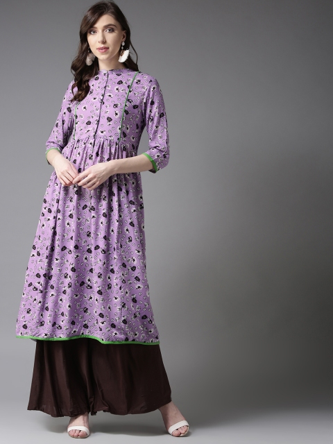 

Moda Rapido Women Purple & White Floral Print A-Line Kurta