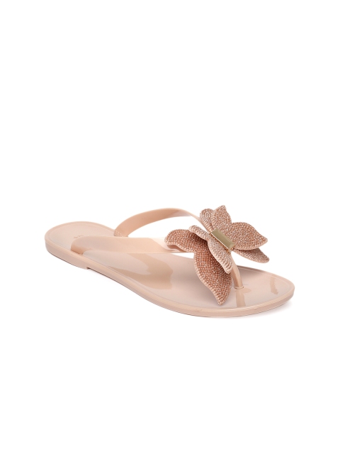 

Tresmode Women Beige Embellished Open Toe Flats