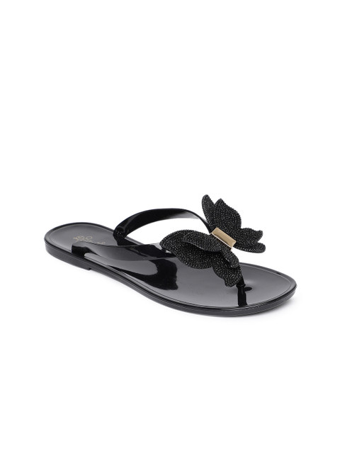 

Tresmode Women Black Embellished Open Toe Flats