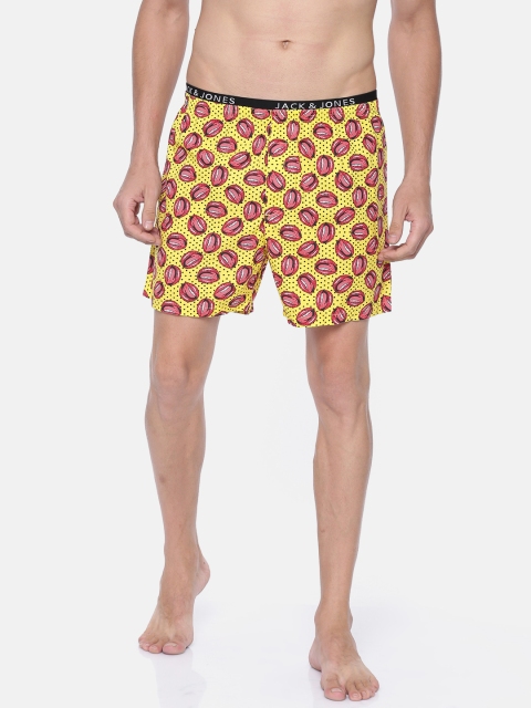 

Jack & Jones Men Yellow & Red Printed Pure Cotton Boxers 2057264005