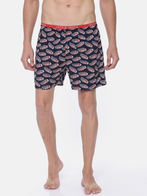 

Jack & Jones Men Navy Blue Printed Pure Cotton Boxers 2057265005