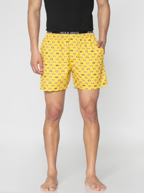 

Jack & Jones Men Yellow & Brown Printed Pure Cotton Boxers 2057263005