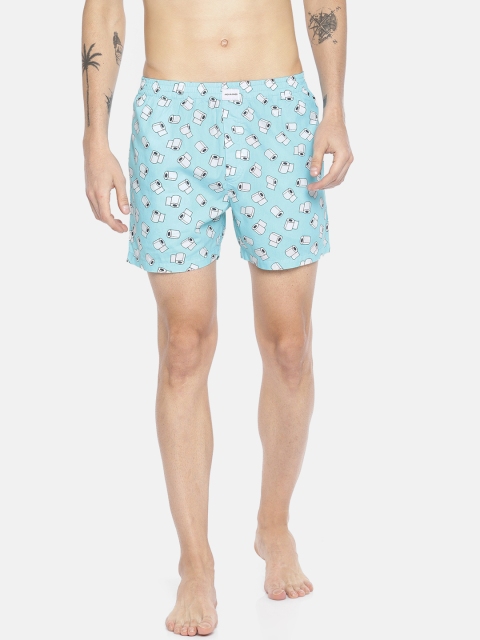 

Jack & Jones Men Blue & White Printed Pure Cotton Boxers 2054021005