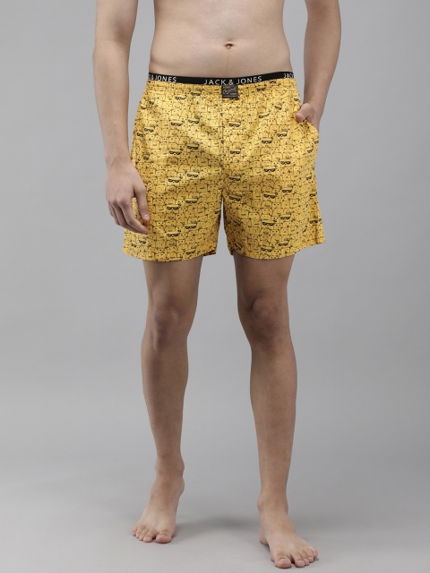 

Jack & Jones Men Yellow & Black Conversational Printed Cotton Boxers 2036518005