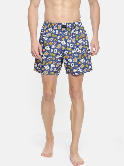 

Jack & Jones Men Blue Printed Pure Cotton Boxers 2054017005