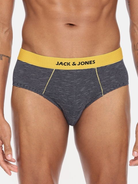 

Jack & Jones Men Navy Blue & White Striped Brief 2054100005