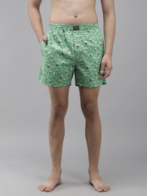 

Jack & Jones Men Green & White Printed Boxers 2036523005