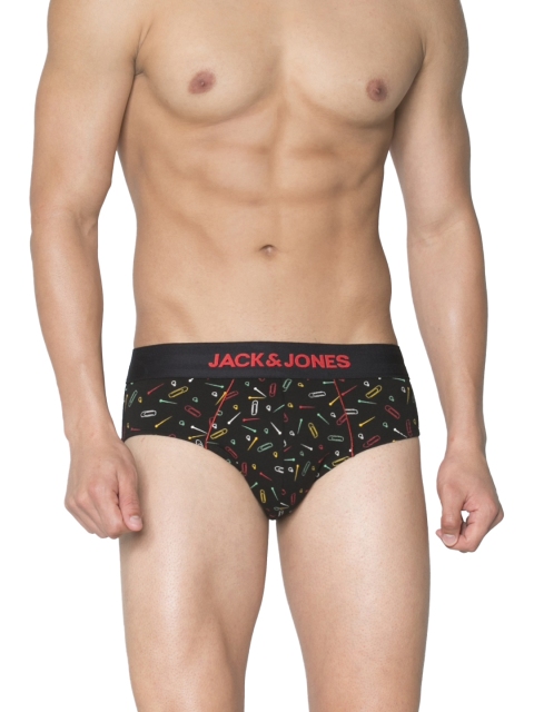 

Jack & Jones Men Black Printed Briefs 2054091005