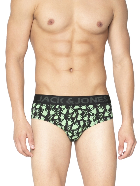 

Jack & Jones Men Black & Green PALM AOP Printed Briefs 2054094005