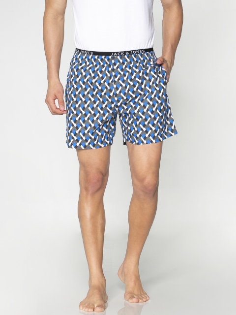 

Jack & Jones Men Blue & Grey Printed Edgy Pure Cotton Boxers 2054022005