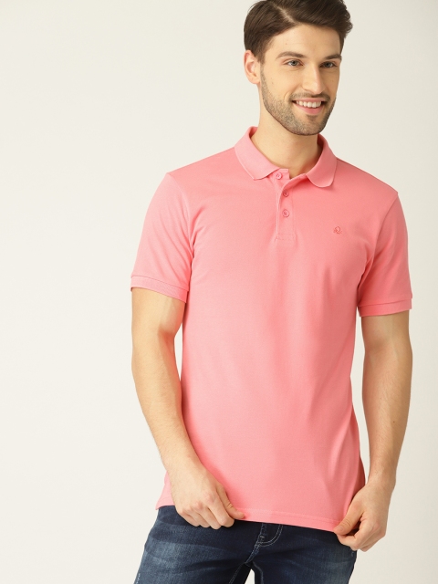 

United Colors of Benetton Men Pink Solid Polo Collar T-shirt