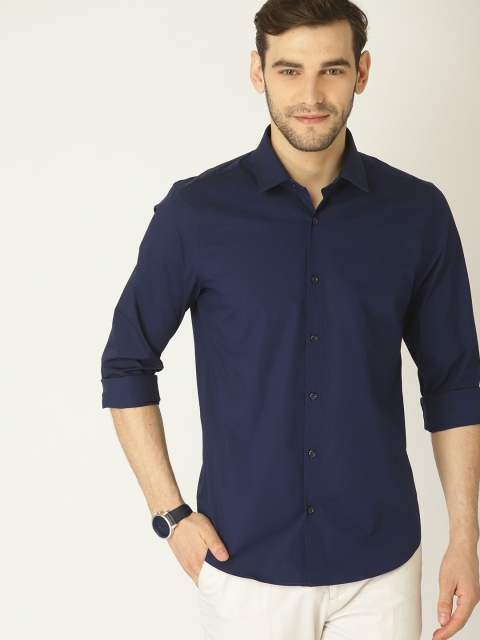 

United Colors of Benetton Men Navy Regular Fit Solid Casual Shirt, Navy blue