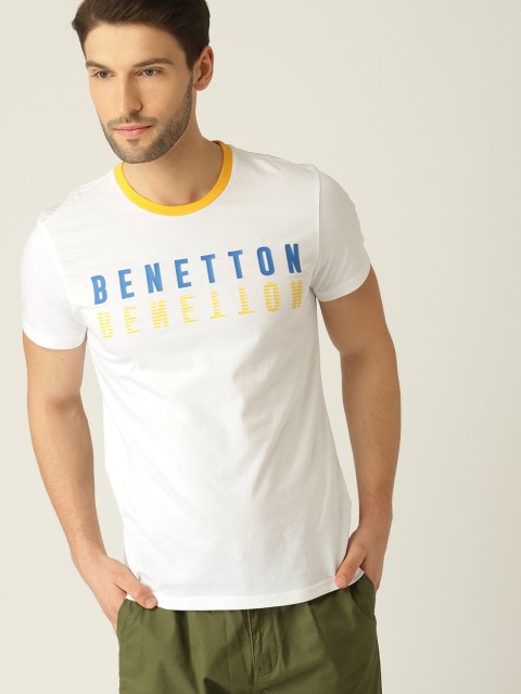 

United Colors of Benetton Men White Printed Round Neck T-shirt