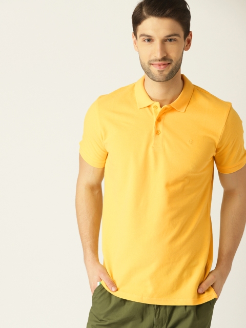 

United Colors of Benetton Men Yellow Solid Polo Collar T-shirt