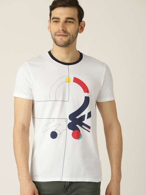 

United Colors of Benetton Men White Printed Round Neck T-shirt