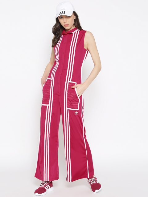 

ADIDAS ORIGINALS Women Pink & White Striped Jumpsuit