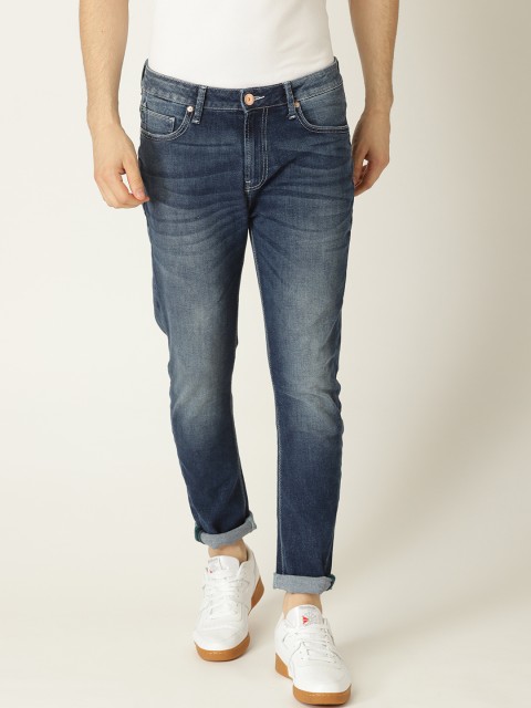 

United Colors of Benetton Men Blue Carrot Fit Mid-Rise Clean Look Stretchable Jeans