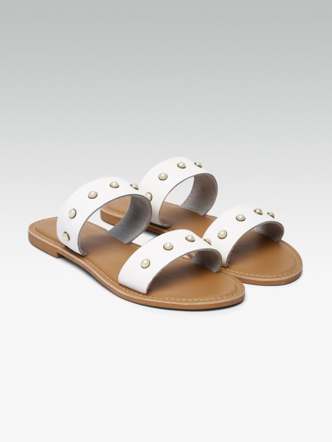 

Steve Madden Women White Solid Leather Open Toe Flats