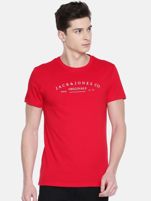 

Jack & Jones Men Red Printed Round Neck T-shirt