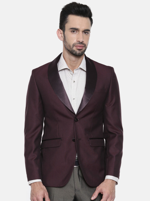 

Peter England Men Burgundy Neo Slim Fit Textured Tuxedo