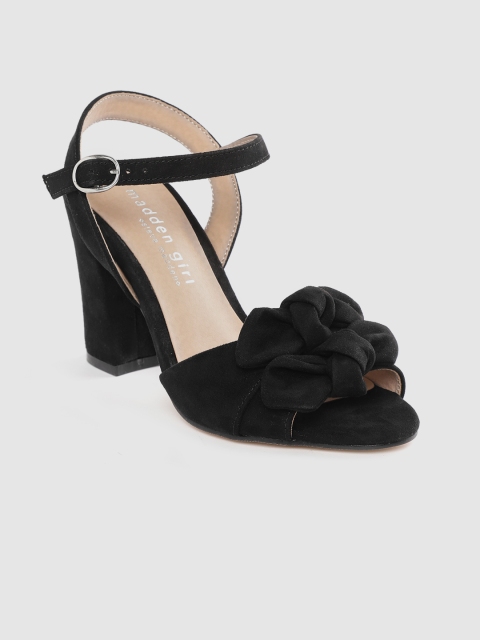 

Steve Madden Women Black Solid Bow Detail Block Heels