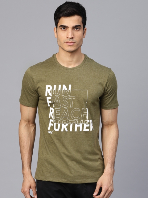 

HRX by Hrithik Roshan Men Olive Green Printed Round Neck Running T-shirt