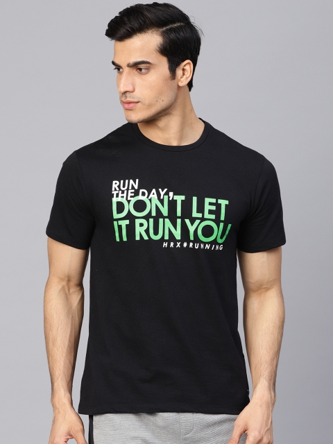 

HRX by Hrithik Roshan Men Black Printed Regular fit Running Tshirts