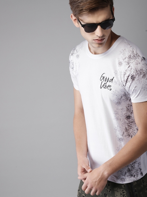 

Moda Rapido Men White Floral Printed T-shirt