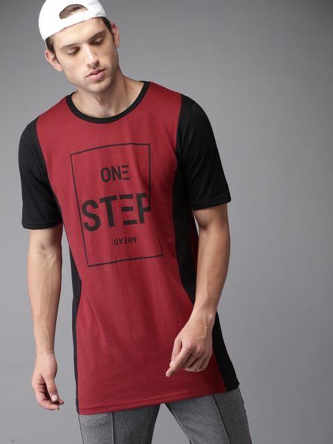 

Moda Rapido Men Maroon & Black Printed Round Neck T-shirt