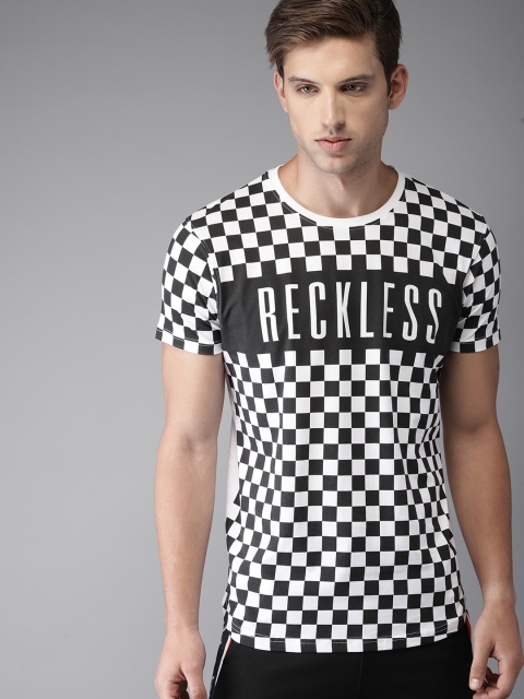 

Moda Rapido Men Black & White Checked T-shirt