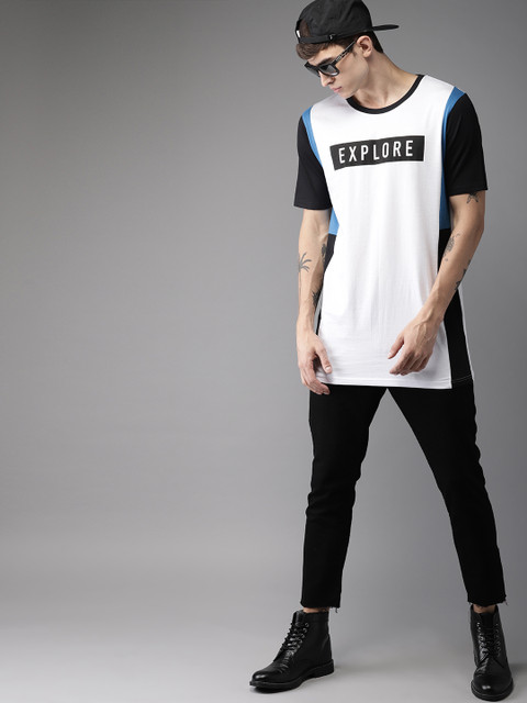 

Moda Rapido Men White & Blue Printed Round Neck T-shirt