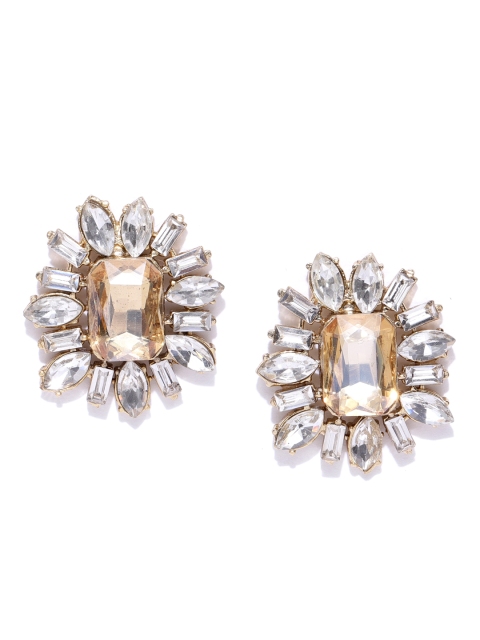 

Rosy Diva Gold-Plated Stone-Studded Contemporary Studs