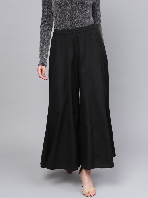 

RARE ROOTS Women Black Flared Solid Palazzos