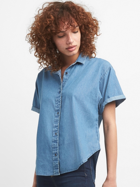

GAP Women Blue Regular Fit Shirt