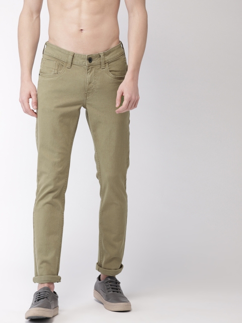 

Flying Machine Men Olive Green Skinny Jackson Fit Low-Rise Clean Look Stretchable Jeans