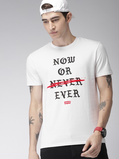 

Levis Men White Printed Round Neck T-shirt