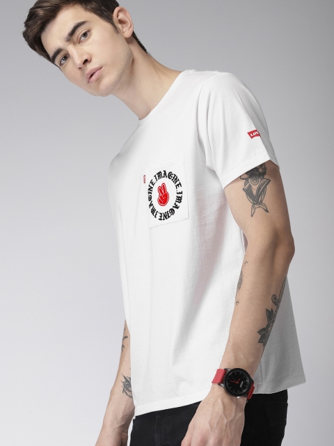 

Levis Men White Solid Round Neck T-shirt