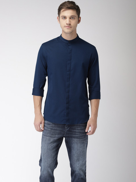 

Flying Machine Men Navy Slim Fit Solid Casual Shirt, Navy blue