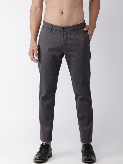 

Flying Machine Men Black Slim Fit Printed Regular Trousers