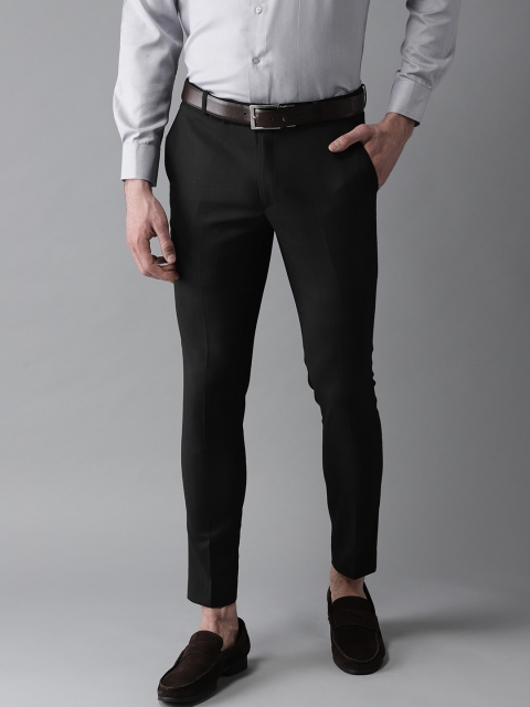

DENNISON Men Black Smart Tapered Fit Solid Smart Casual Cropped Trousers