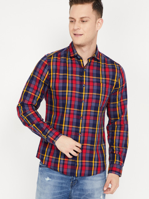 

Bossini Men Multicoloured Slim Fit Checked Casual Shirt, Multi
