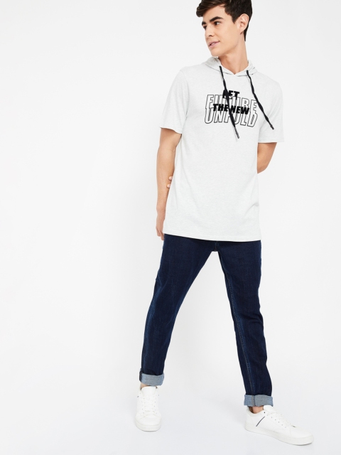 

Bossini Men White Printed Hooded T-shirt