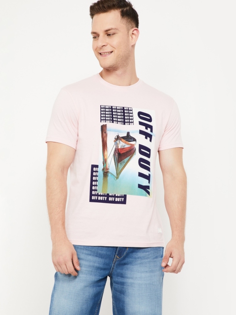 

Bossini Men Pink Printed Round Neck T-shirt