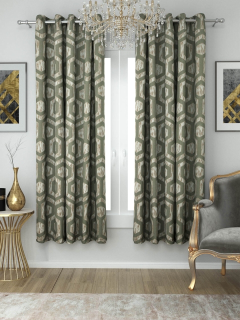 

Aura Green & Brown Jacquard Single Window Curtain