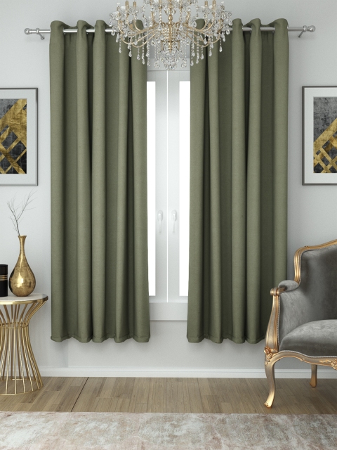 

Aura Olive Green Solid Jacquard Single Window Curtain