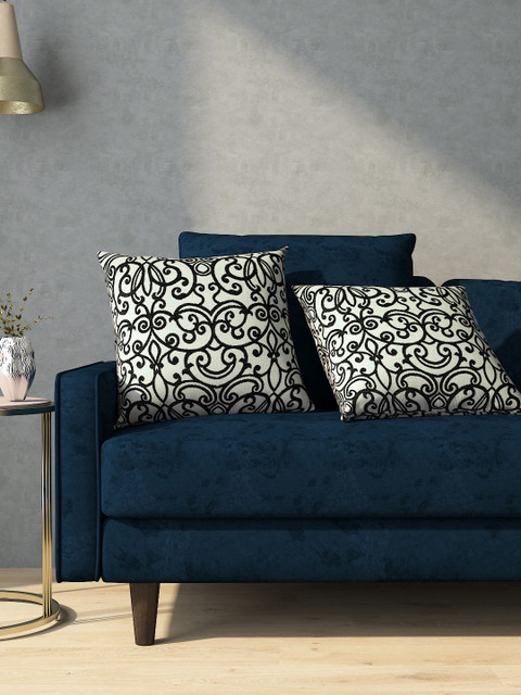 

Aura Set of 2 Self Design Square Cushion Covers, Black