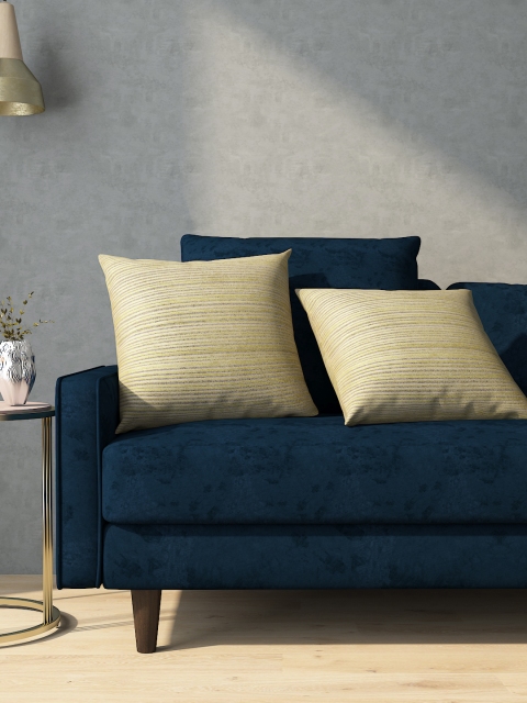 

Aura Set of 2 Striped Square Cushion Covers, Yellow