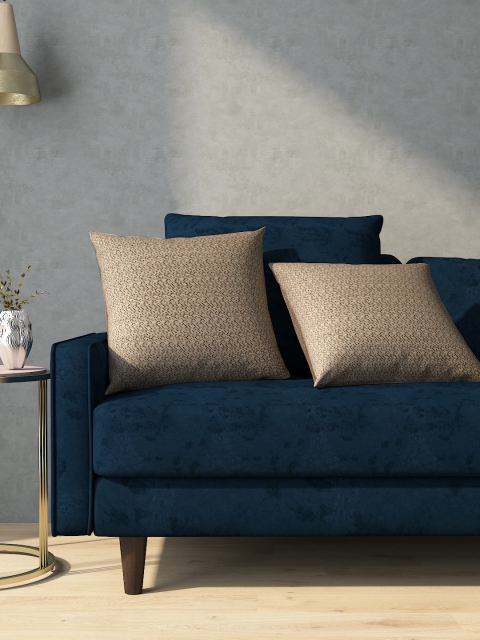 

Aura Beige & Black Set of Single Self Design Square Cushion Cover